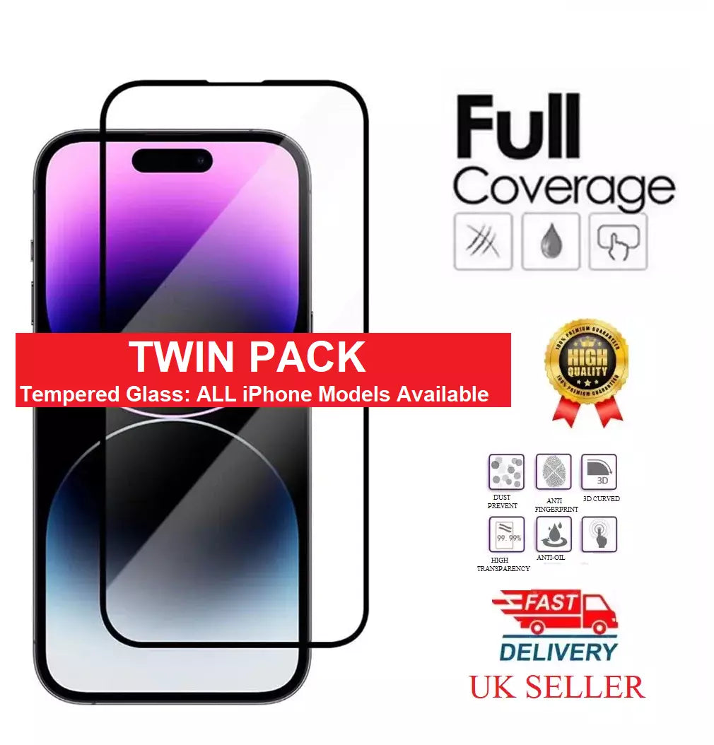 Full Cover Screen Protector For iPhone 11 12 13 14 15 16 Pro MAX Tempered Glass