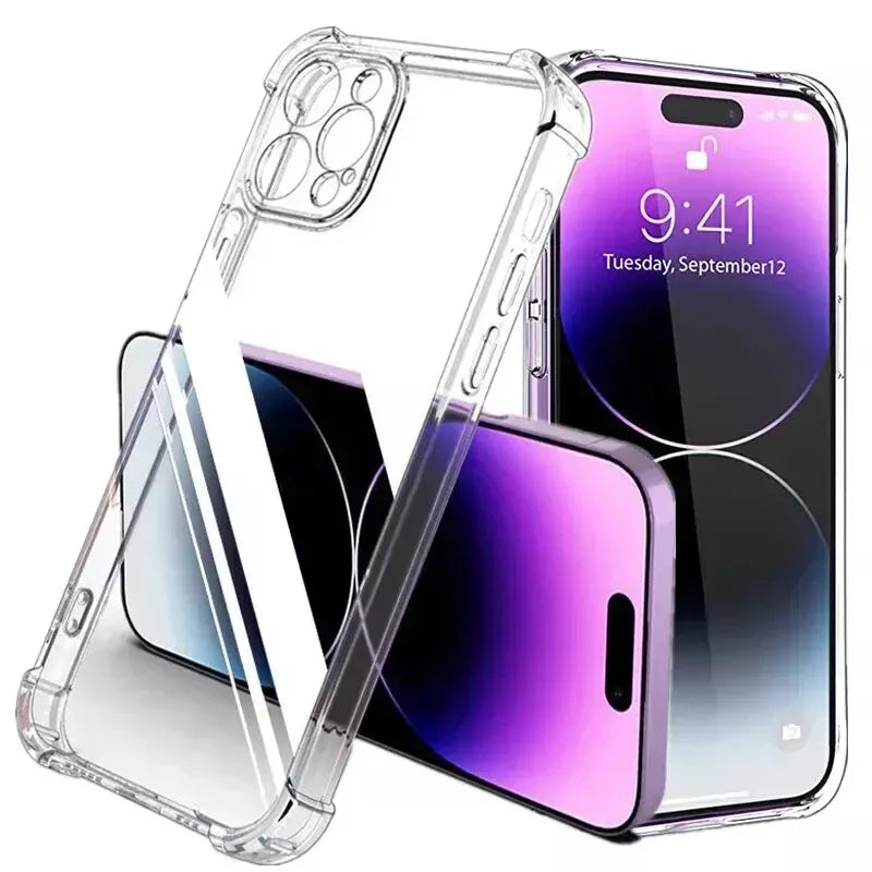 CLEAR Case For iPhone 16 15 14 Pro Max Plus 13 12 11 XR Shockproof Phone Cover