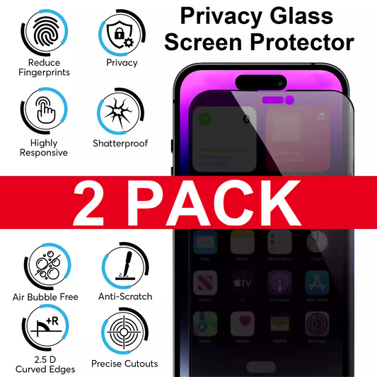 Full Privacy Tempered Glass Screen Protector For iPhone 16 15 14 13 Pro Max 12 X