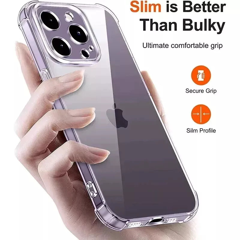 CLEAR Case For iPhone 16 15 14 Pro Max Plus 13 12 11 XR Shockproof Phone Cover