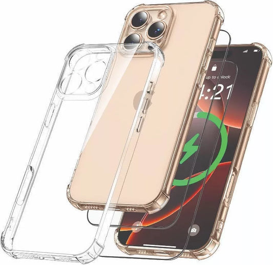 Case and 2 Pack Tempered Glass Screen Protector For iPhone 16,16 Pro, Max , Plus